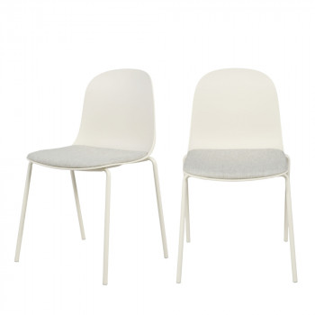 Linda - Lot de 2 chaises en tissu et métal pieds beiges