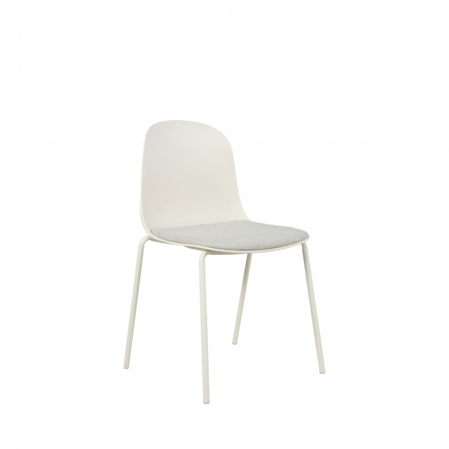 Linda - Lot de 2 chaises en tissu et métal pieds beiges