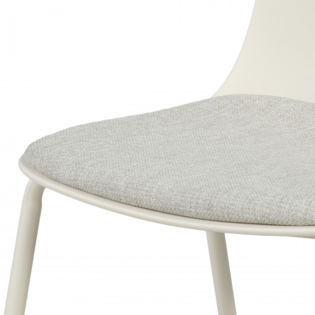 Linda - Lot de 2 chaises en tissu et métal pieds beiges