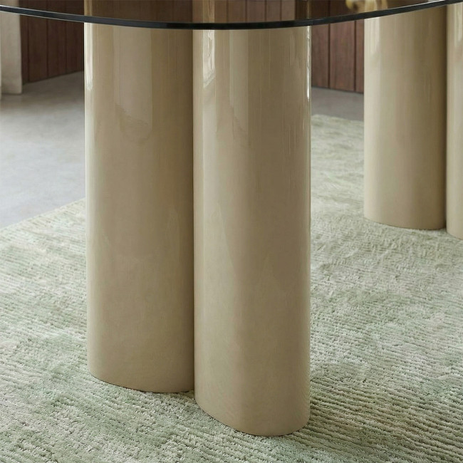 Alty - Table à manger 8 personnes en verre et pieds bois vert