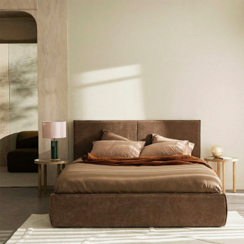 Liberia - Lit coffre en tissu chenille 160x200cm