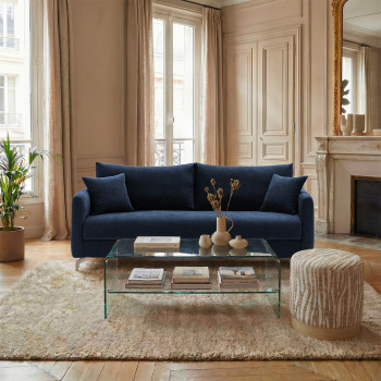 Steffen - Canapé droit 3 places en tissu et pieds chrome