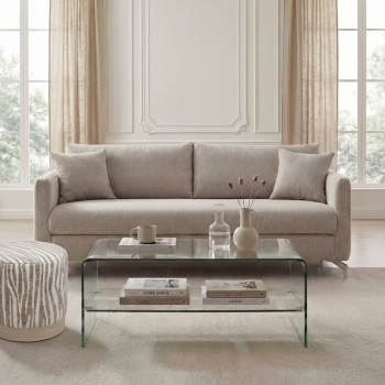 Steffen - Canapé droit 3 places en tissu et pieds chrome