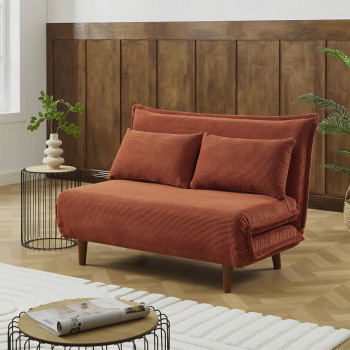 Nella - Canapé convertible 2 places en velours côtelé