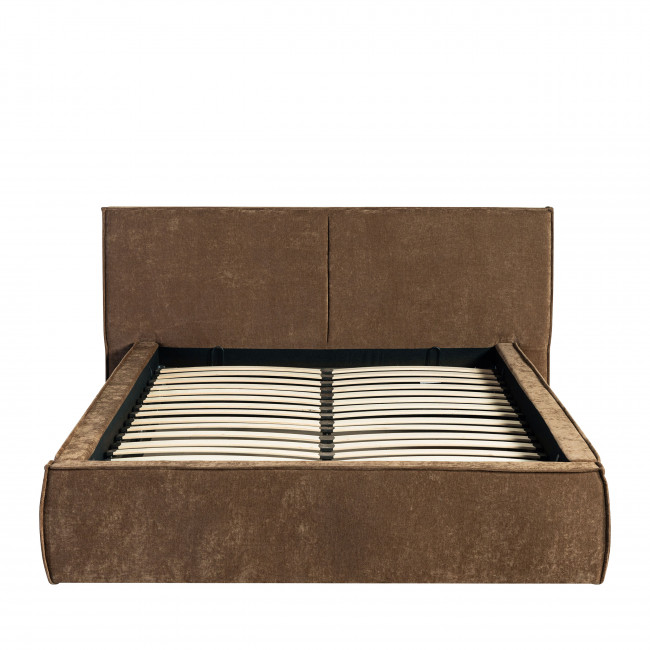 Liberia - Lit coffre en tissu chenille 140x190cm