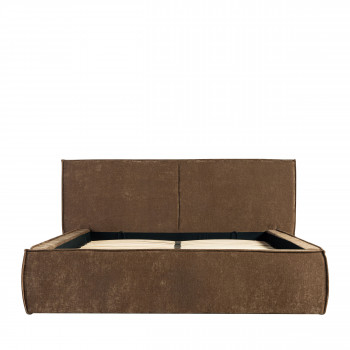 Liberia - Lit coffre en tissu chenille 140x190cm