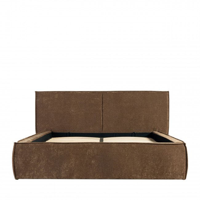 Liberia - Lit coffre en tissu chenille 140x190cm