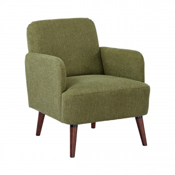 Brooks - Fauteuil rétro en tissu pieds bois foncé