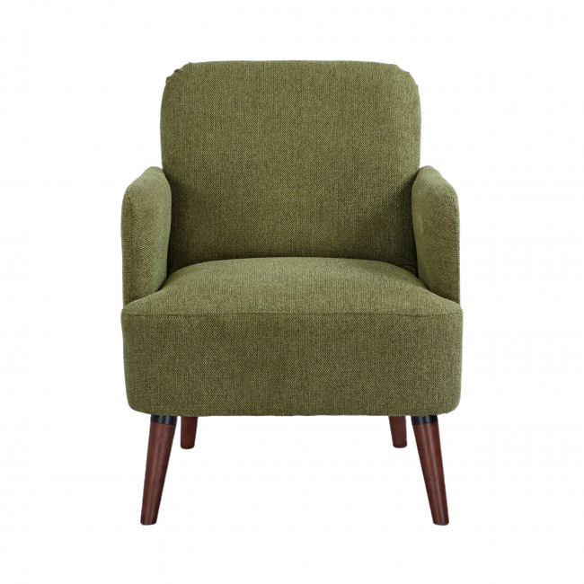 Brooks - Fauteuil rétro en tissu pieds bois foncé