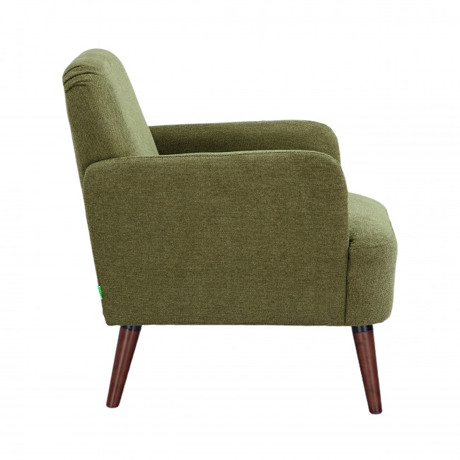 Brooks - Fauteuil rétro en tissu pieds bois foncé