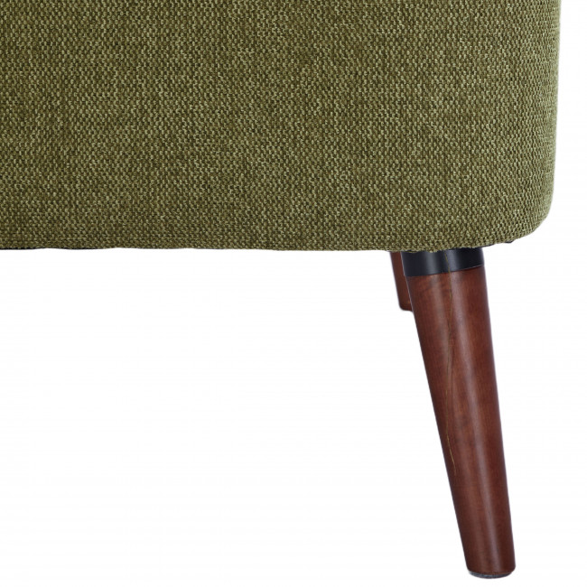 Brooks - Fauteuil rétro en tissu pieds bois foncé