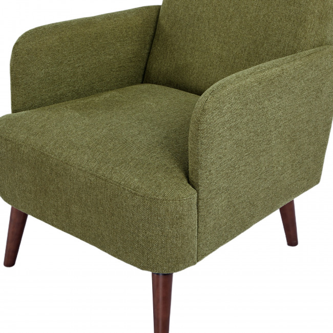 Brooks - Fauteuil rétro en tissu pieds bois foncé