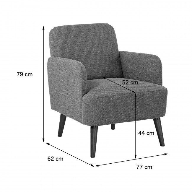 Brooks - Fauteuil rétro en tissu pieds bois foncé