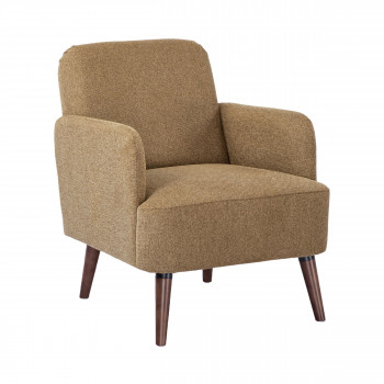 Brooks - Fauteuil rétro en tissu pieds bois foncé