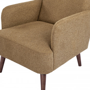 Brooks - Fauteuil rétro en tissu pieds bois foncé