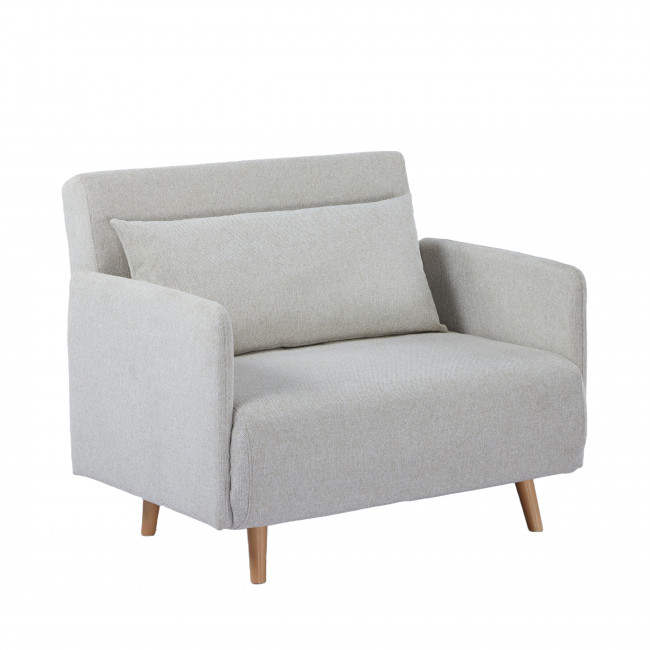 Belushi - Fauteuil convertible en tissu pieds bois clair