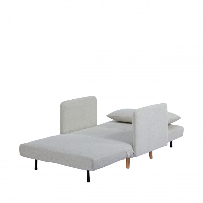 Belushi - Fauteuil convertible en tissu pieds bois clair