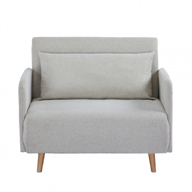 Belushi - Fauteuil convertible en tissu pieds bois clair