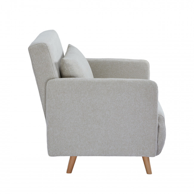 Belushi - Fauteuil convertible en tissu pieds bois clair
