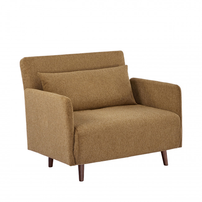 Belushi - Fauteuil convertible en tissu pieds bois foncé
