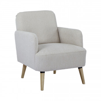 Brooks - Fauteuil rétro en tissu pieds bois clair