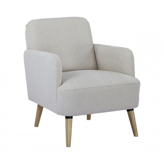 Brooks - Fauteuil rétro en tissu pieds bois clair