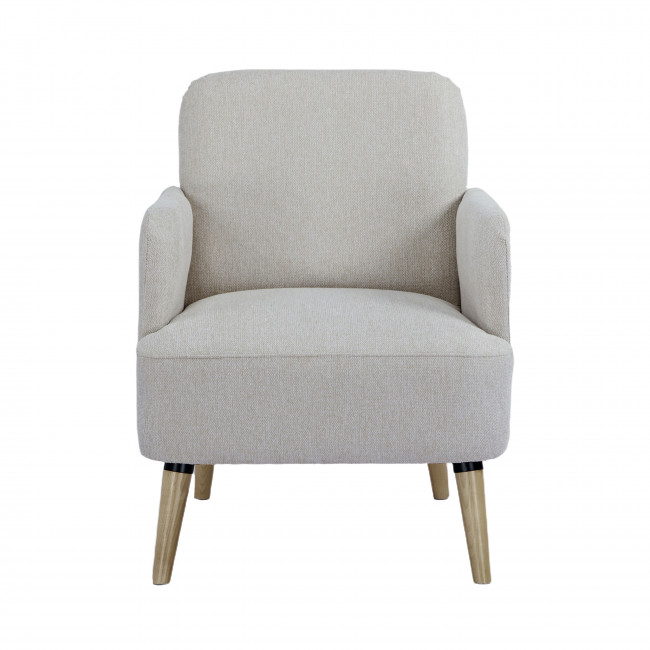 Brooks - Fauteuil rétro en tissu pieds bois clair