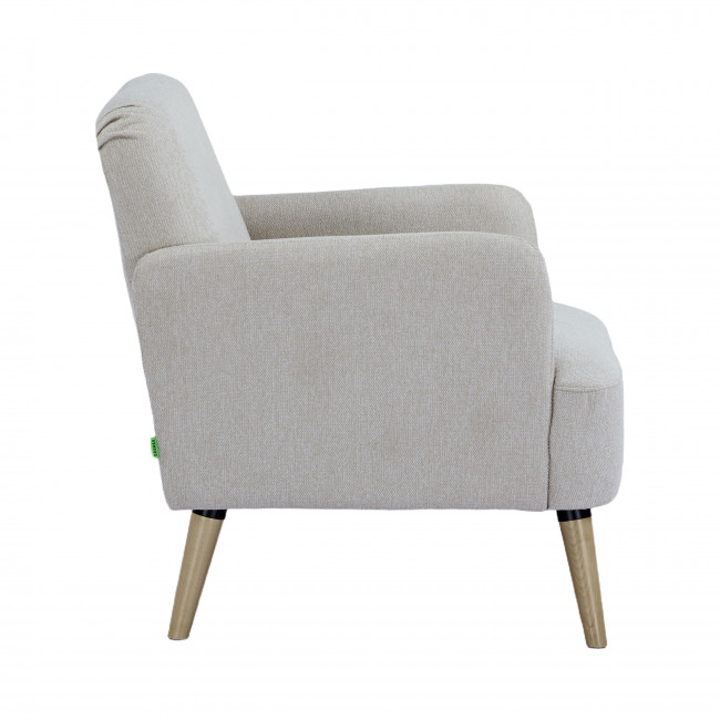 Brooks - Fauteuil rétro en tissu pieds bois clair