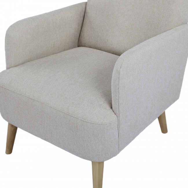 Brooks - Fauteuil rétro en tissu pieds bois clair