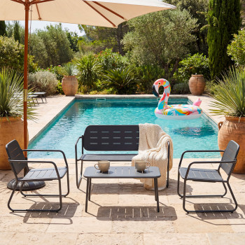 Zaro - Salon de jardin 4 places en métal