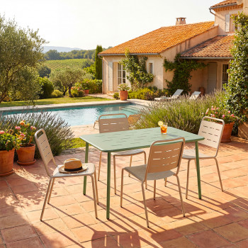 Zyra - Table à manger de jardin 4 personnes en métal