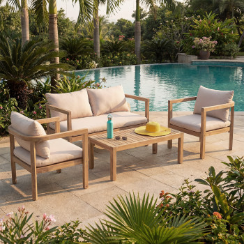Mirana - Salon de jardin 4 personnes en bois d'acacia