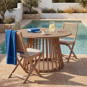 Boro - Table à manger de jardin 6 personnes ronde en bois d'acacia ø 150 cm