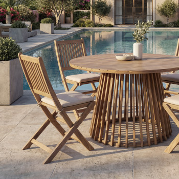 Lina - Lot de 2 chaises pliantes de jardin en bois