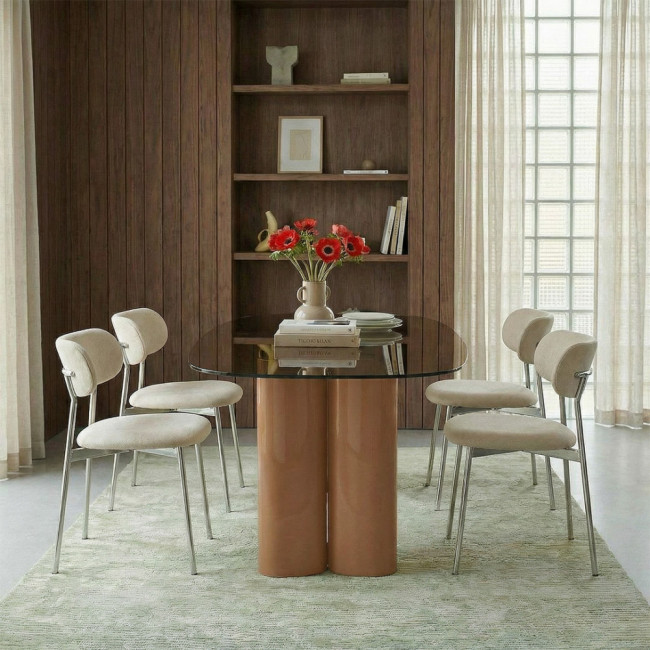 Elli - Lot de 2 chaises en tissu pieds chrome