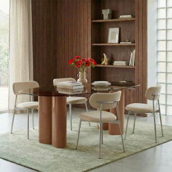 Elli - Lot de 2 chaises en tissu pieds chrome