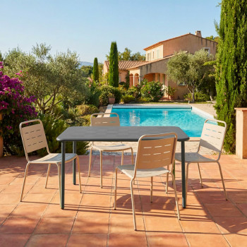 Zyra - Table à manger de jardin 4 personnes en métal