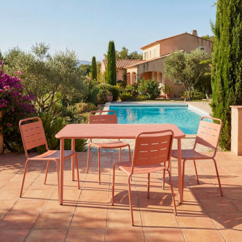 Zyra - Table à manger de jardin 4 personnes en métal