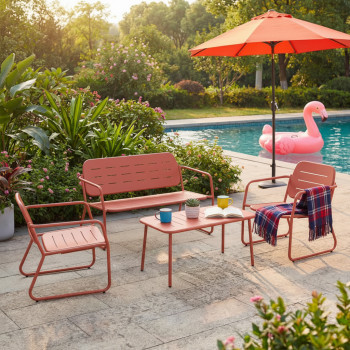 Zaro - Salon de jardin 4 places en métal