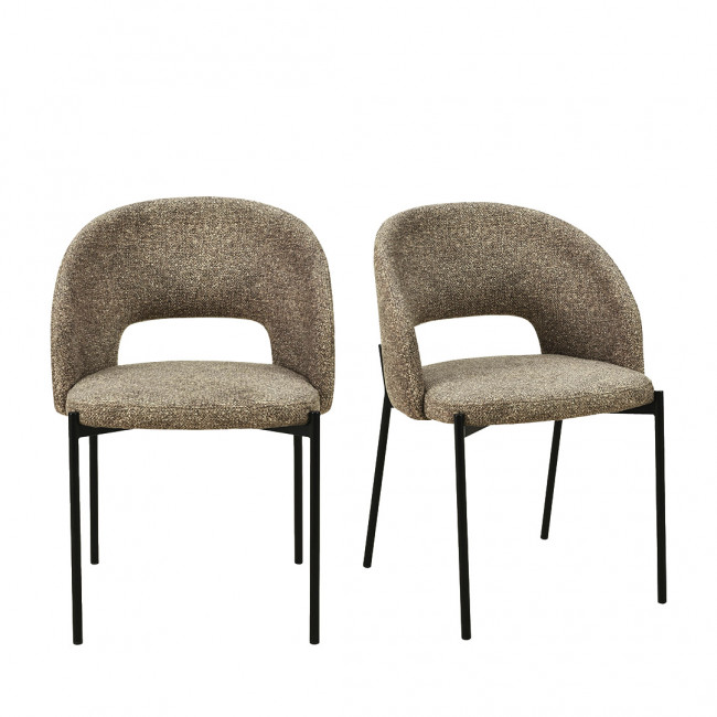 Soren - Lot de 2 chaises en tissu et métal