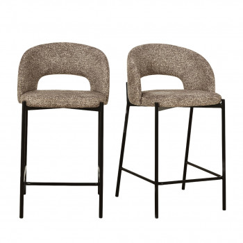 Soren - Lot de 2 chaises de bar en tissu et métal H65cm