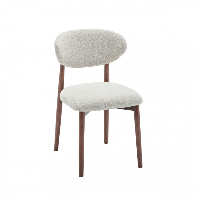 Clara - Lot de 2 chaises en tissu bouclette pieds bois foncé