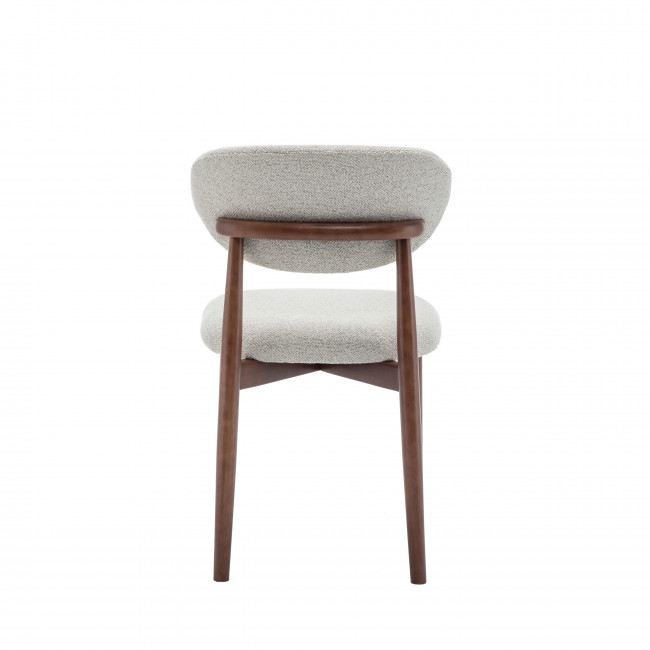 Clara - Lot de 2 chaises en tissu bouclette pieds bois foncé