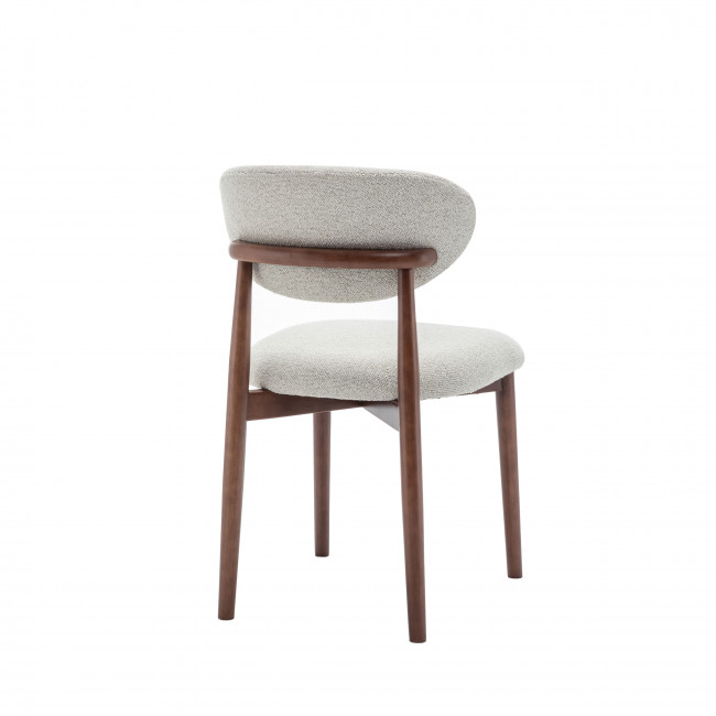 Clara - Lot de 2 chaises en tissu bouclette pieds bois foncé