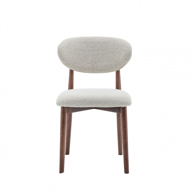 Clara - Lot de 2 chaises en tissu bouclette pieds bois foncé