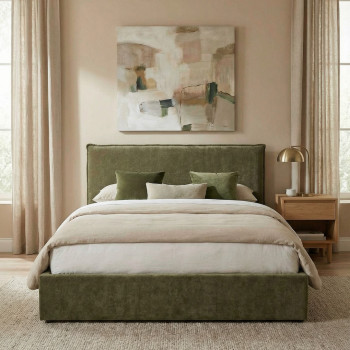 Cama -  Lit coffre en tissu 180x200cm