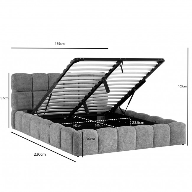 Romy - Lit coffre en tissu 160x200cm