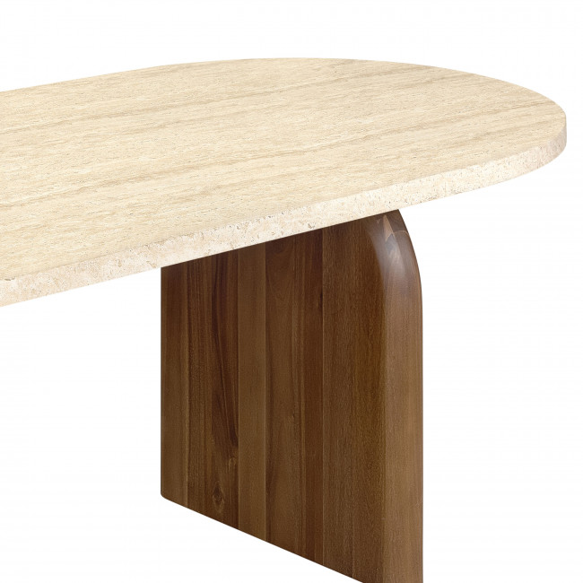 Lipali - Table à manger 6 personnes effet travertin et bois