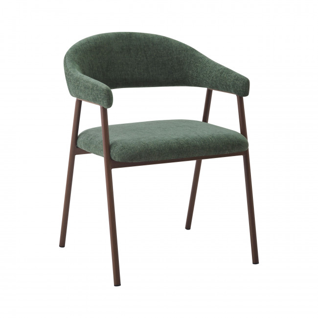 Leon - Lot de 2 fauteuils de table en tissu piètement effet bois foncé