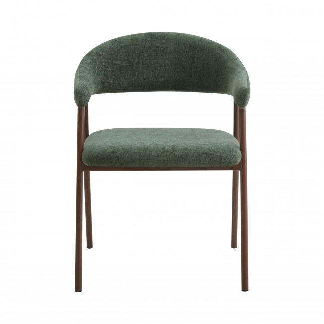 Leon - Lot de 2 fauteuils de table en tissu piètement effet bois foncé